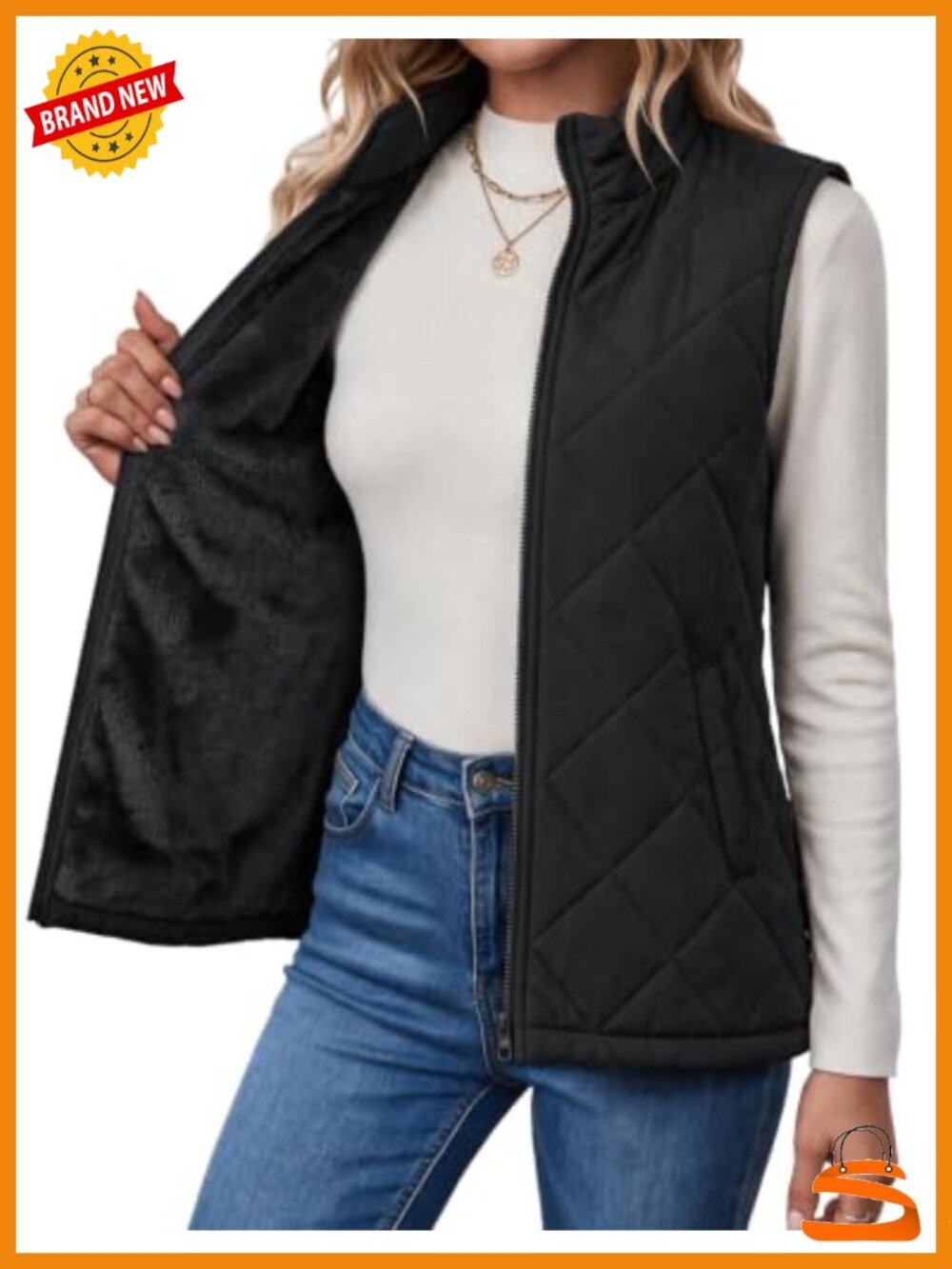 Quilted Puffer Vest Zip Up Sleeveless Fall Winter Coat
